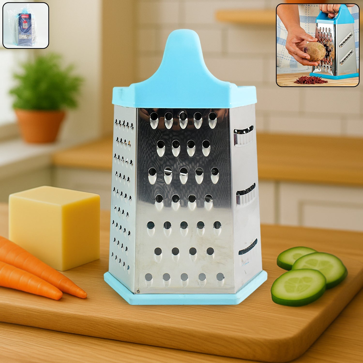 Ritu 7-in-1 Steel Grater – Hexa Design Ritu 7-in-1 Steel Grater – Hexa Design